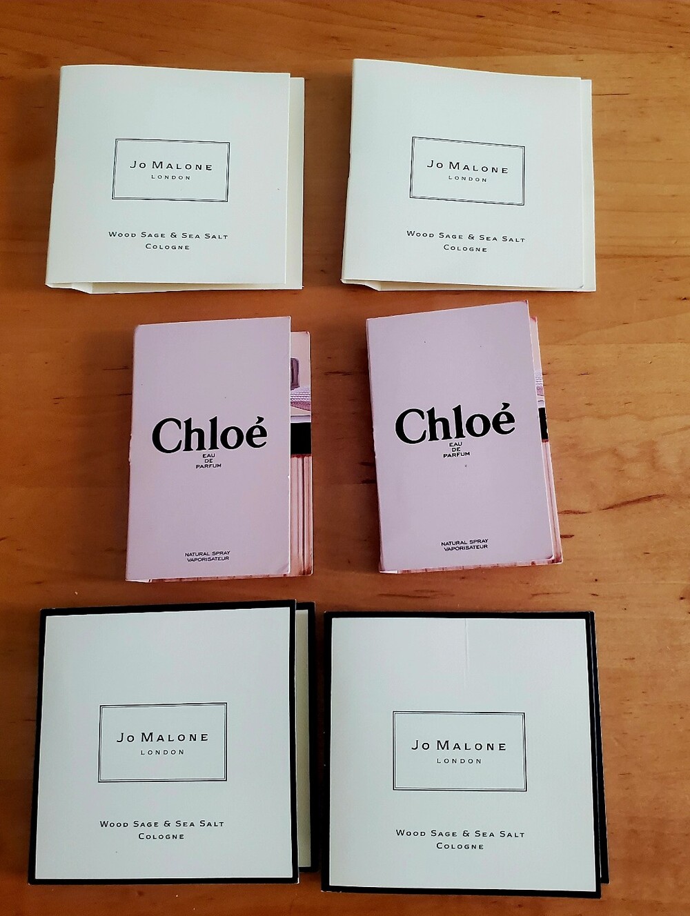 6 of carded designer perfume sample, Chloé ,Esteè,Givenchy, Dior.......